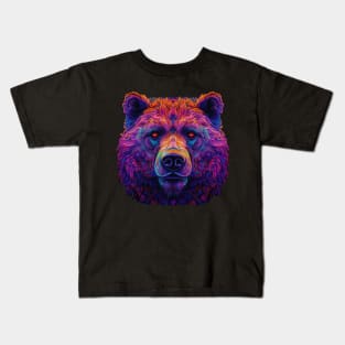 Neon Floral Bear Kids T-Shirt